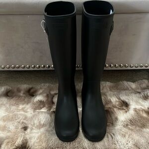 Hunter Womens Original Refined Tall Rain Boots Black